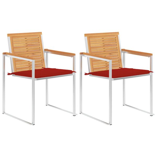 vidaXL Z&aacute;hradn&eacute; stoličky so sed&aacute;kmi 2 ks mas&iacute;vne teakov&eacute; drevo a oceľ