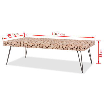 vidaXL Konferenčný stolík, pravé jedľové drevo 120,5x60,5x35 cm