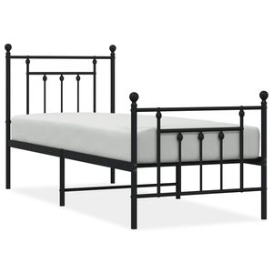 vidaXL Kovov&yacute; r&aacute;m postele s čelom a podnožkou čierny 75x190 cm
