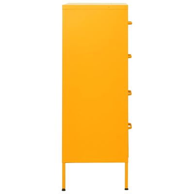 vidaXL Zásuvková skrinka horčicovo-žltá 80x35x101,5 cm oceľ