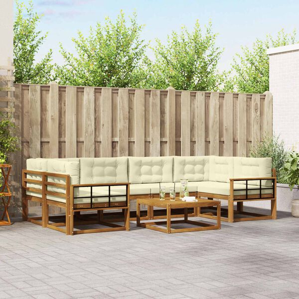 vidaXL Z&aacute;hradn&aacute; s&uacute;prava gaučov s vank&uacute;&scaron;om 7 pcs Pr&iacute;rodn&aacute; a kr&eacute;mov&aacute;