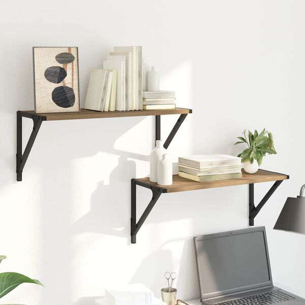 vidaXL Stenn&eacute; police s poličkou 2 pcs Remeseln&yacute; dub 60 x 25 x 25,5 cm