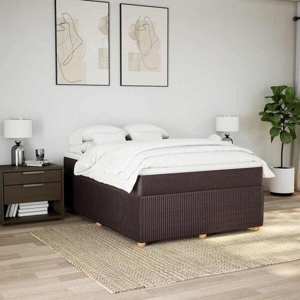 vidaXL Boxspring posteľ s matracom tmavohned&aacute; 140x190 cm l&aacute;tka