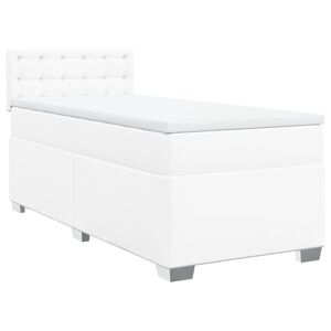 vidaXL Boxspring posteľ s matracom biela 90x190 cm umel&aacute; koža