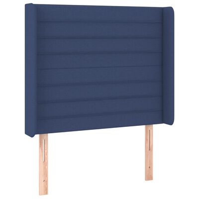 vidaXL Posteľ boxsping s matracom a LED modrá 90x200 cm látka