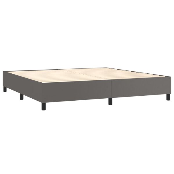 vidaXL Boxspring posteľ s matracom siv&aacute; 200x200 cm umel&aacute; koža