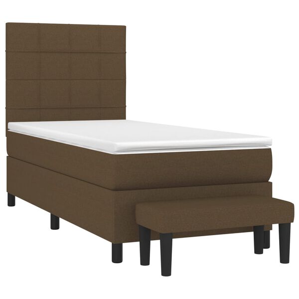 vidaXL Boxspring posteľ s matracom tmavohned&aacute; 100x200 cm l&aacute;tka