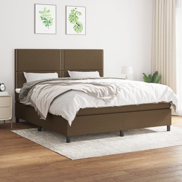 vidaXL Boxspring posteľ s matracom tmavohned&aacute; 160x200 cm l&aacute;tka