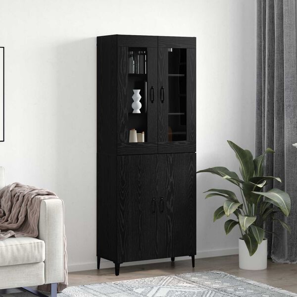vidaXL Highboard 2 pcs Čierny dub Kompozitn&eacute; drevo