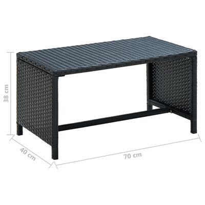 vidaXL Konferenčný stolík čierny 70x40x38 cm polyratan