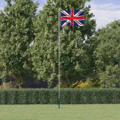 vidaXL Vlajka Veľkej Británie a tyč 6,23 m hliník