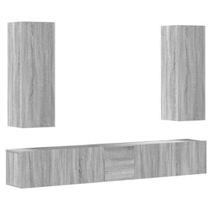 vidaXL 5-dielna s&uacute;prava TV skriniek siv&yacute; dub sonoma spracovan&eacute; drevo
