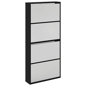 vidaXL Botn&iacute;k so zrkadlom 4-poschodov&yacute; čierny 63x17x134 cm