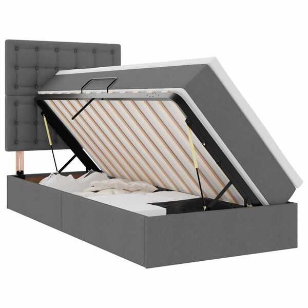 vidaXL Postel s &uacute;ložn&yacute;m prostorem a LED svetlom Tmavo &scaron;ed&aacute; 90 x 190 cm