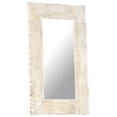 vidaXL Zrkadlo biele 80x50 cm masívne mangovníkové drevo