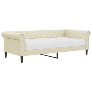 vidaXL Denn&aacute; posteľ s matracom kr&eacute;mov&aacute; 90x200 cm umel&aacute; koža