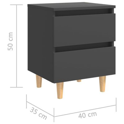 vidaXL Nočné stolíky, nohy z borovice 2 ks, sivé 40x35x50 cm
