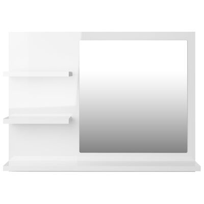 vidaXL Kúpeľňové zrkadlo, lesklé biele 60x10,5x45 cm, kompozitné drevo