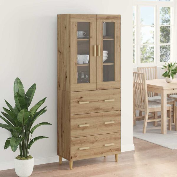 vidaXL Highboard so z&aacute;suvkou Remeseln&yacute; dub 69,5 x 34 x 180 cm
