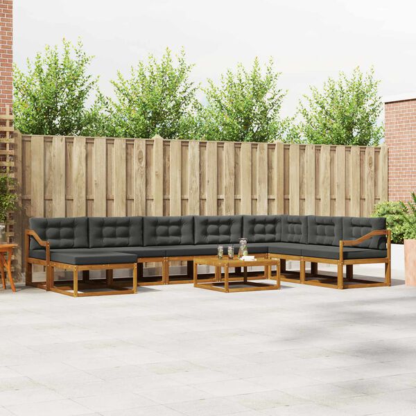 vidaXL Z&aacute;hradn&aacute; s&uacute;prava gaučov s vank&uacute;&scaron;om 9 pcs Pr&iacute;rodn&aacute; a antracitov&aacute;