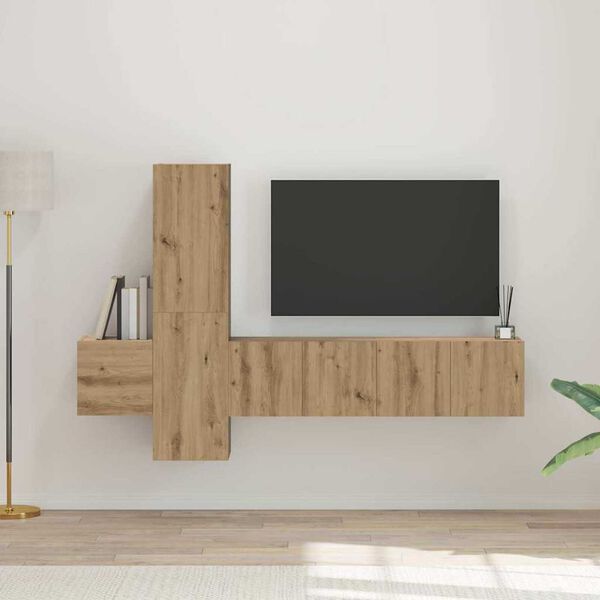 vidaXL Zostava TV skriniek 5 pcs dub artisan 181 x 30 x 120 cm