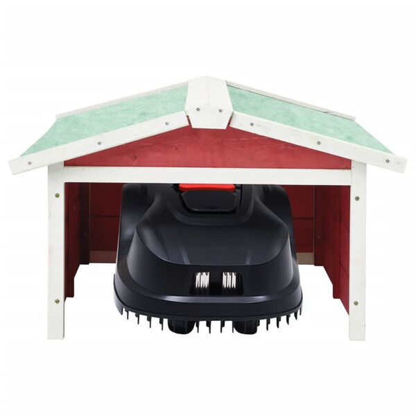 vidaXL Gar&aacute;ž na robotick&uacute; kosačku 72x87x50 cm červeno-biela jedľa