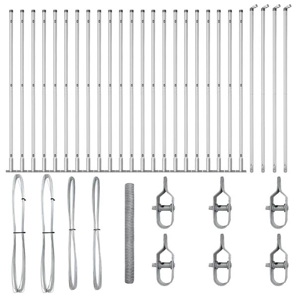 vidaXL Stĺp na plot. Strieborn&aacute; 50 x 1,5 m (36 mm sieťovina) Oceľ