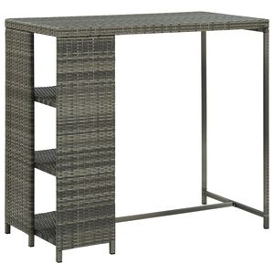 vidaXL Barov&yacute; stol&iacute;k s &uacute;ložn&yacute;m reg&aacute;lom siv&yacute; 120x60x110 cm polyratan