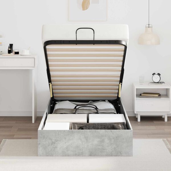 vidaXL Otomanov&yacute; posteľn&yacute; r&aacute;m s &uacute;ložiskom Bet&oacute;nov&aacute; &scaron;ed&aacute; 100 x 200 cm