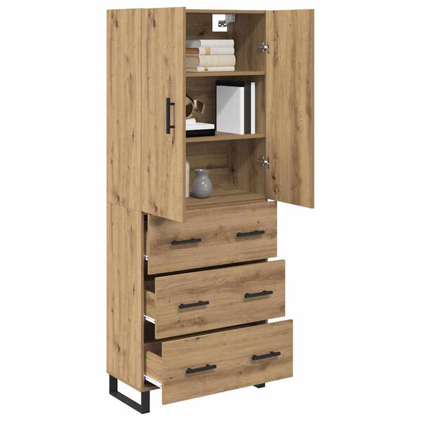 vidaXL Highboard 2 pcs Remeselný dub Drevovláknitá doska a sklo