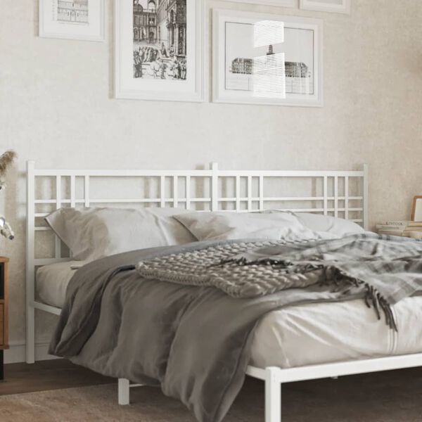 vidaXL Kovové čelo postele biele 200 cm