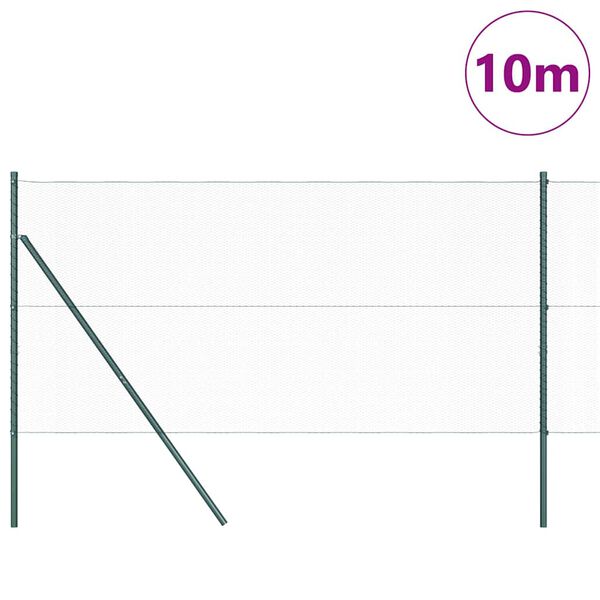 vidaXL Plot s stĺpmi Zelená 1.4 x 10 m Ocel potiahnutá PVC