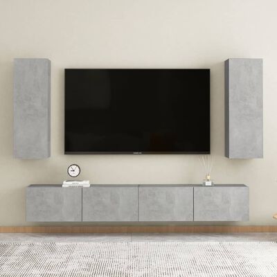 vidaXL TV skrinka, betónovo sivá 30,5x30x90 cm, kompozitné drevo