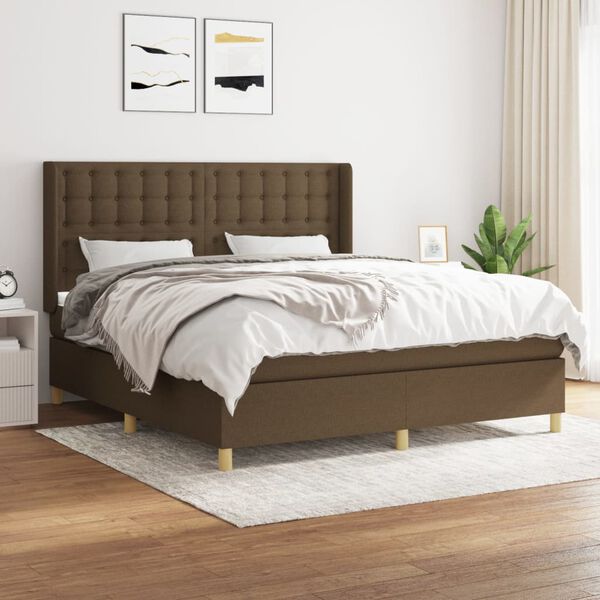 vidaXL Boxspring posteľ s matracom tmavohned&aacute; 180x200 cm l&aacute;tka