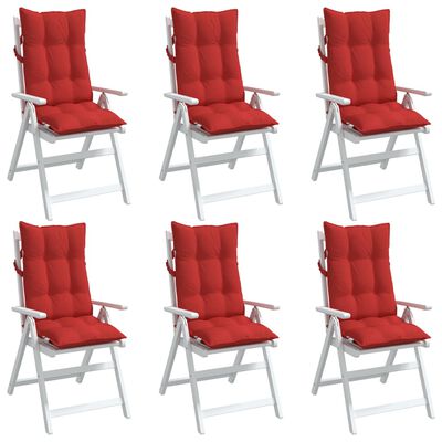 vidaXL Podušky na stoličky s vysokým operadlom 6 ks červené látka