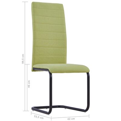 vidaXL Jedálenské stoličky, perová kostra 2 ks, zelené, látka