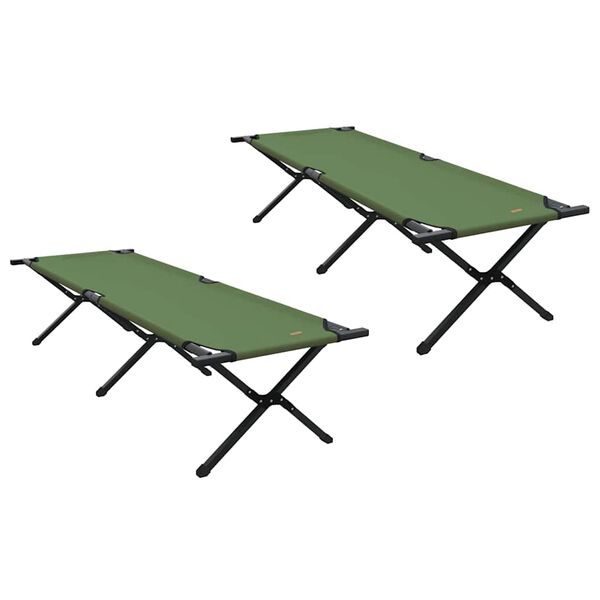 vidaXL Skladacia kempingov&aacute; posteľ 2 pcs Zelen&aacute; 193 x 69 x 45 cm