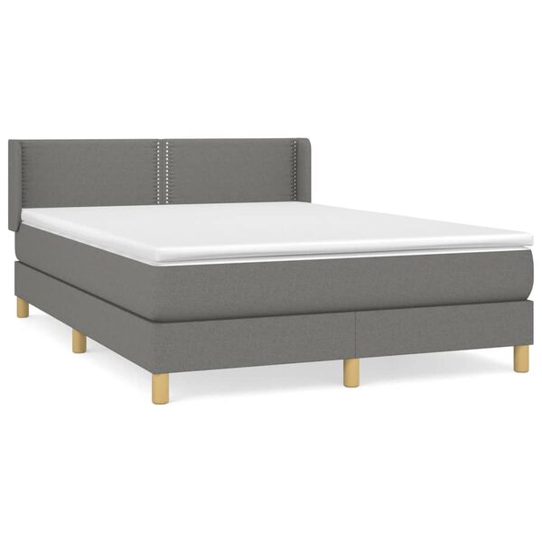 vidaXL Boxspring posteľ s matracom tmavosiv&aacute; 140x190 cm l&aacute;tka