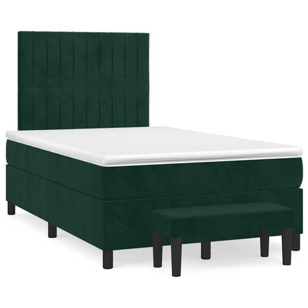 vidaXL Boxspring posteľ s matracom, tmavozelen&aacute; 120x190cm, zamat