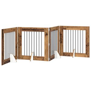vidaXL Skladacia psia br&aacute;na so stojanmi 4 pcs Star&eacute; drevo 321 cm