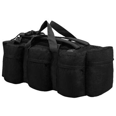 vidaXL Športová taška 3 v 1, army štýl 90 l, čierna