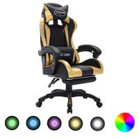 vidaXL Herná stolička s RGB LED svetlami zlato-čierna umelá koža