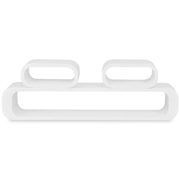 Biele police z MDF na vystavovanie/odkladanie kn&iacute;h a DVD 3 ks