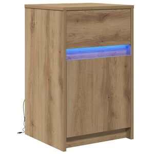 vidaXL LED nočn&yacute; stol&iacute;k dub artisan 38 x 34 x 61 cm Kompozitn&eacute; drevo