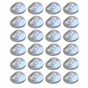 vidaXL Vonkaj&scaron;ie sol&aacute;rne n&aacute;stenn&eacute; LED lampy 24 ks okr&uacute;hle strieborn&eacute;