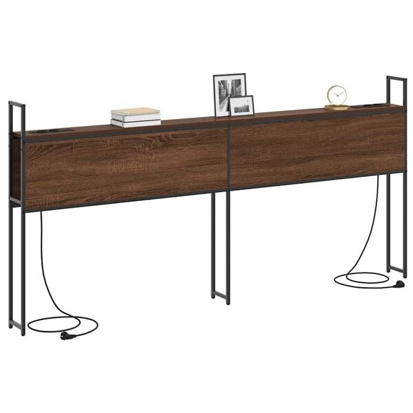 vidaXL &Uacute;ložn&aacute; čelľadka s nab&iacute;jacou stanicou Hned&yacute; dub 203 x 15 x 98 cm