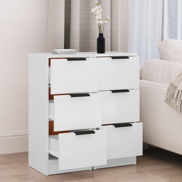 vidaXL Komody 2 ks biele 30x30x70 cm spracované drevo