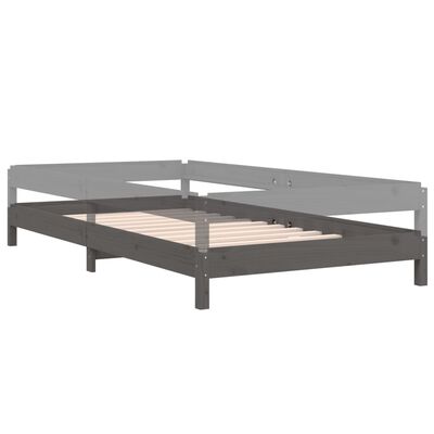 vidaXL Stohovateľná posteľ sivá 100x200 cm borovicový masív
