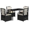 vidaXL 5-dielna záhradná jedálenská súprava a vankúše čierna polyratan