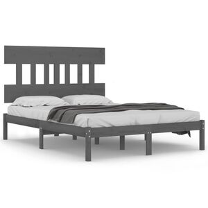 vidaXL Posteľn&yacute; r&aacute;m siv&yacute; mas&iacute;vne drevo 200x200 cm